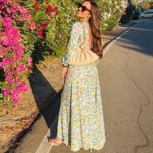 RESA Floral Maxi Dress in Blue and Green